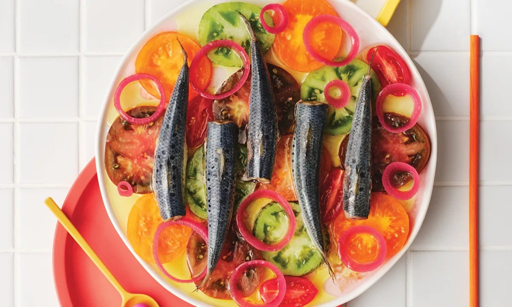 Thumbnail for Preserved sardines with heirloom tomatoes and pickled onion
