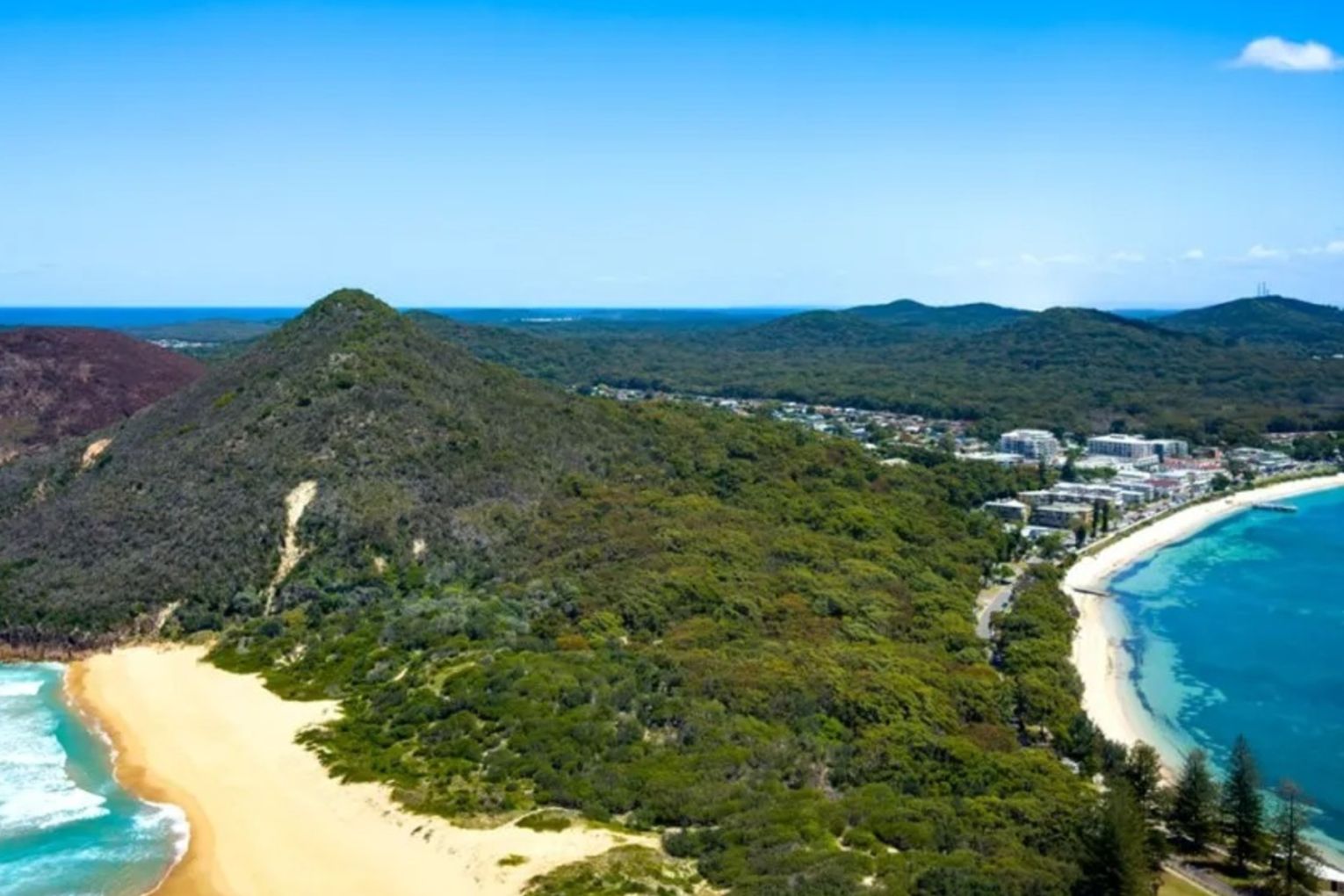 Tomaree National Park, with Port Stephens in the background.