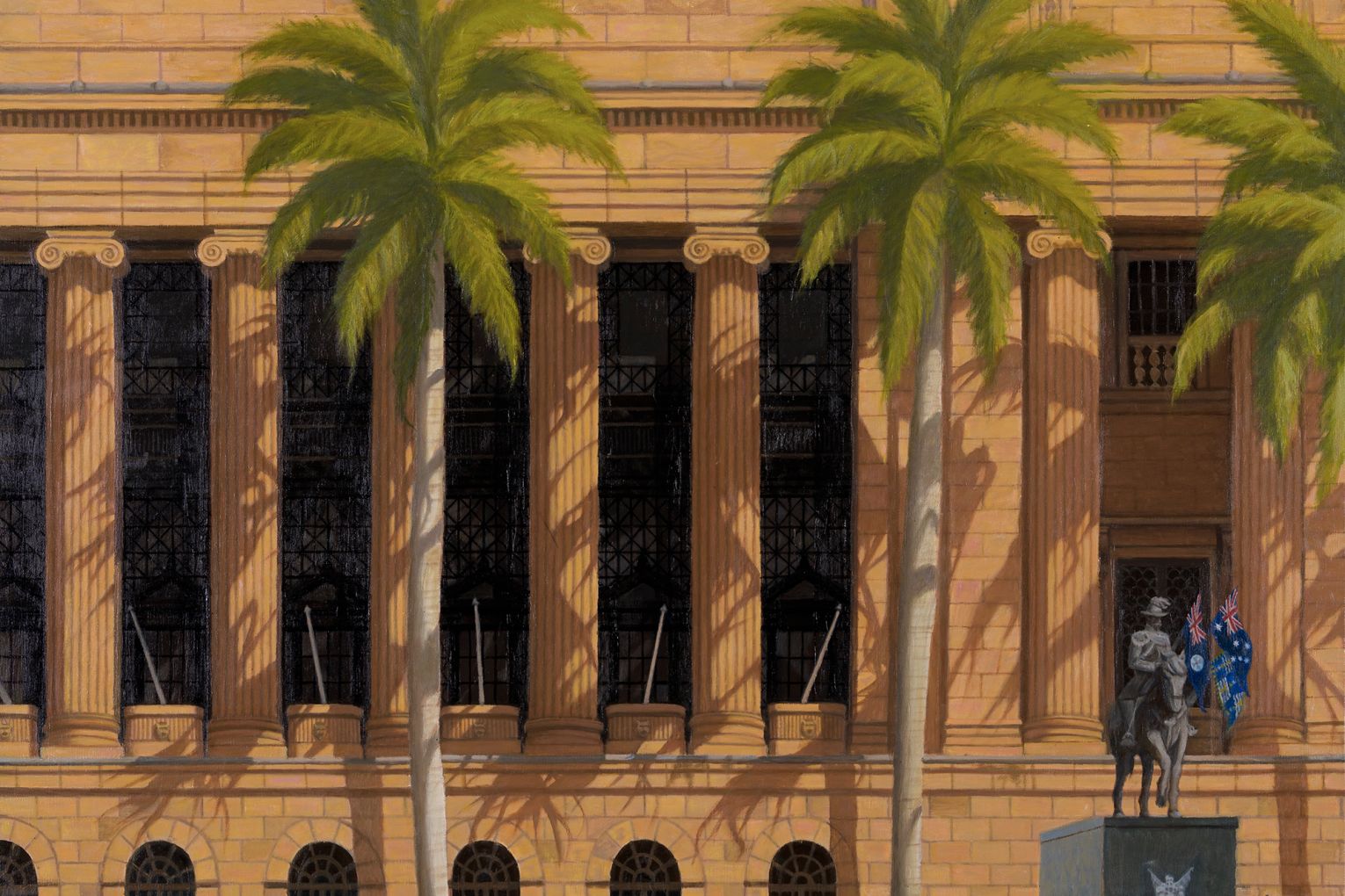 Shadows on the columns, one of the works by Robert Brownhall now showing at Philip Bacon Galleries.